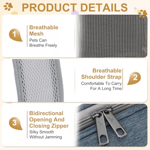 Pet Backpack Carrier, Portable and Ventilated, Oxford Cloth, Dog Cat Travel Bag with Transparent Cover 13.39", (Blue, 1 Pcs), Intended for Hiking/Camping/Traveling - color: Blue
