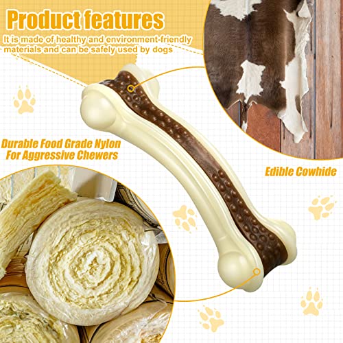 Sosation 4/5 Pack Dog Chew Toys for Aggressive Chewers Indestructible Nylon Dog Bones Beef Flavor Teething Chew Toys Bones for Large/Medium/Small Puppies(Large) - size: Large