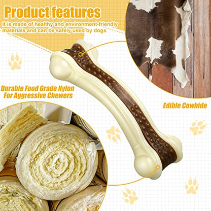 Sosation 4/5 Pack Dog Chew Toys for Aggressive Chewers Indestructible Nylon Dog Bones Beef Flavor Teething Chew Toys Bones for Large/Medium/Small Puppies(Large) - size: Large