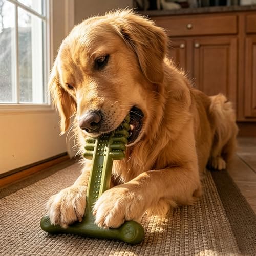 SPOT Bam-Bones Plus Toothbrush Dog Chew Toy for Large Dogs 60-90 lbs, Bamboo & Nylon Dental Chew with Mint & Baking Soda, T-Bone Shape for Moderate to Heavy Chewers, 7 Inch - size: 7 Inch (Pack of 1)
