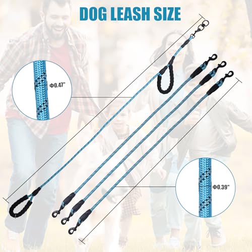 Dual Dog Leash,Two Way Dog Leash, Small Dogs, and Medium Dogs,Exceptional 360° Anti-Tangle & No Pull Double Leash - Double Handle & Reflective Safety & Convenience (Blue, 2 Way) - color: Blue, size: 2 Way