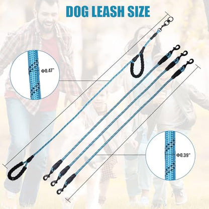 Dual Dog Leash,Two Way Dog Leash, Small Dogs, and Medium Dogs,Exceptional 360° Anti-Tangle & No Pull Double Leash - Double Handle & Reflective Safety & Convenience (Blue, 2 Way) - color: Blue, size: 2 Way