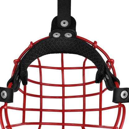 Pitbull Dog Muzzle Metal Mask Amstaff Secure Wire Basket Adjustable Durable Leather Straps for Large Dogs (Red) - color: Red