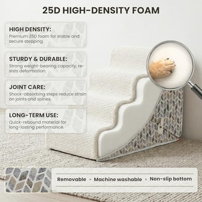 Laifug Pet Dog Stairs for Small Dogs 16.5" H, 2 in 1 Transformable 3-Step Pet Stairs and Dog Ramp for Couch (13-20 in), Beige Adjustable Pet Steps with Non-Slip Waterproof Cover - size: 2 in 1 15.7"x26.7"x16.5"（3-layer ）