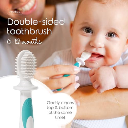 Cherish Baby Care Baby Toothbrush & Toddler Toothbrush Set (0-2 Years) - BPA-Free & Safety-Tested, 2023 Award Winner, Food-Grade Silicone (Teal) - color: Teal, style: Babies
