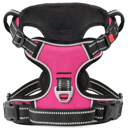Timos No Pull Dog Harness, No Choke Front Lead Dog Reflective Harness, Adjustable Soft Padded Pet Vest with Easy Control Handle for Small Medium Large Dogs, S - color: Lock-Rosy, size: Small (Pack of 1)
