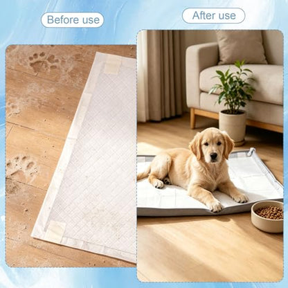 Penitue Silicone Dog Pee Pad Holder Fits Up to 24x24 Inch Pee Pads, Leak-Proof Raised Edges Puppy Potty Tray with 4 Fixing Clips Square Non-Slip Dog Pet Potty Training Mat for Floor Protection (Grey)