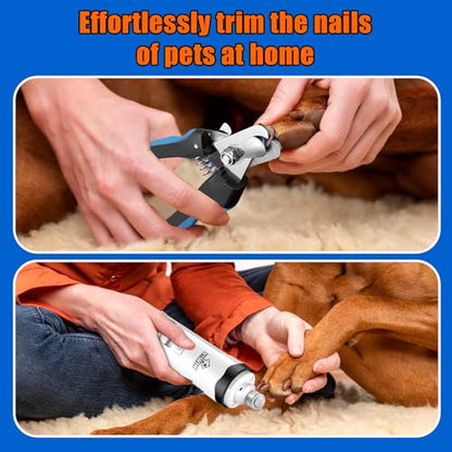 VIWIK Dog Nail Trimmers with Light, Cat Dog Nail Clippers, Dog Nail Grinder Quiet for Large Medium Small Dogs Paw & Cats Claw, Electric 2-Speed Pet Toenail Grooming Supplies, Gifts for Dog Lovers. - color: White+Blue