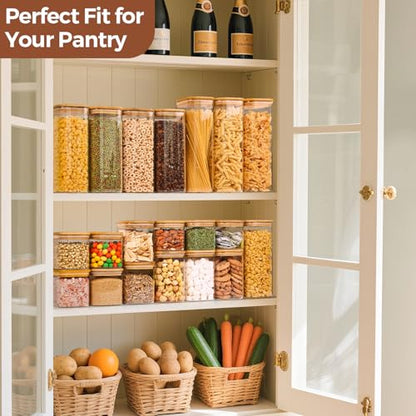 ComSaf Glass Storage Containers with Lids, 1.2 Qt Glass Jars with Lids, Clear Food Storage Jar, Canister For Pantry Cookie Flour Cereal Rice Sugar Tea Coffee Beans Spice, Square Set of 4 - size: 1.2Qt*4