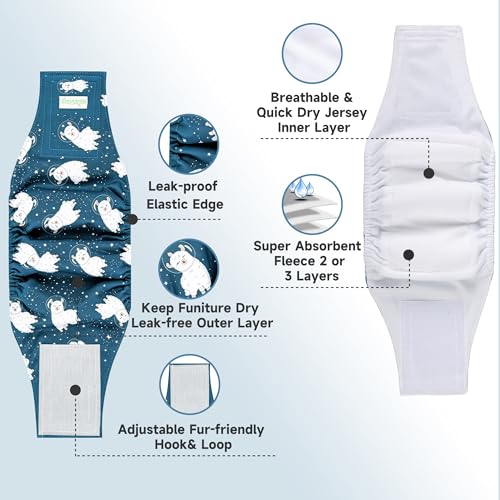 Wegreeco Washable Dog Diaper Male (Pack of 3) - Washable Male Dog Belly Wrap (Alpacas, Small) - color: Alpacas, size: Small (Pack of 3)