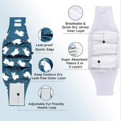 Wegreeco Washable Dog Diaper Male (Pack of 3) - Washable Male Dog Belly Wrap (Alpacas, Small) - color: Alpacas, size: Small (Pack of 3)