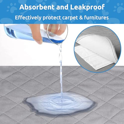 Washable Reusable Dog Pee Pads, 34"x52" (2 Pack) Absorbent & Waterproof Puppy Training Pad for Crate, Playpen & Carpet, Large Potty Pads for Dogs, Cats & Small Pets - size: 34"x52"(2 Pack)