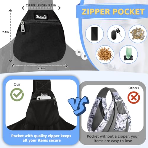 SlowTon Dog Carrier Sling - Thick Padded Shoulder Strap Adjustable Dog Carriers for Small Dogs, Puppy Carrier Purse for Pet Cat with Front Zipper Pocket Safety Belt Machine Washable (Black M) - color: C-Black Water-Resistant