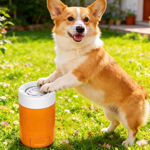 Dog Paw Cleaner Cup – 9cm ABS PBT, Washer Station, Foot | Perfectly Great for Grooming Routine, Puppy Training Cleanup, Quick Rinse Use - color: Orange