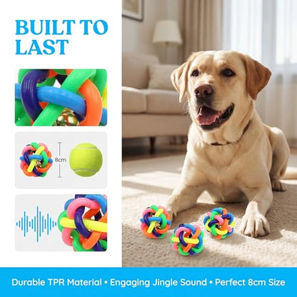 Dog chew Toys, Suitable for Teething Pets, Durable, and Good for Dental Cleaning. Interactive Dog Toys for Small, Medium, and Puppy chewers. - color: Bell ball