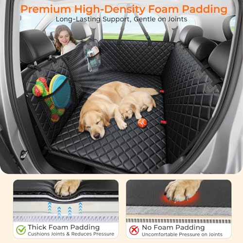 URPOWER 2026 Upgraded Dog Back Seat Extender for Full Size Crew Cab Truck - Large Hard Bottom Dog Car Seat Cover Holds 550lbs, Waterproof Dog Hammock Pet Bed with High-Density Foam Non-Slip - color: Black, size: XL - Full Size Crew Cab Truck