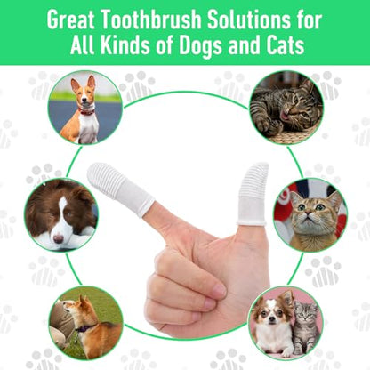 YUIANLB 30 Pcs Pet Dental Care Kit Finger Toothbrush Oral Cleaning Wipes Soft Washable Fabric Freshens Breath Reduces Plaque Tartar Complete Oral Hygiene Set for Puppies Kittens at Home