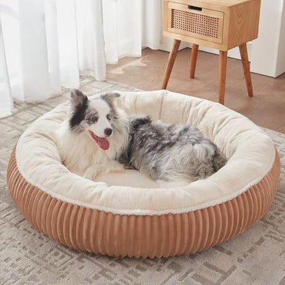 45 inches Donut Dog Bed for Extra Large Dogs,Calming Round Jumbo Pet Bed with Removable Cover, Washable Milk Plush Faux Fur, Fits Pets up to 100 lbs(Mocha,XL) - color: Mocha, size: 45.0"L x45.0"W x10"Th