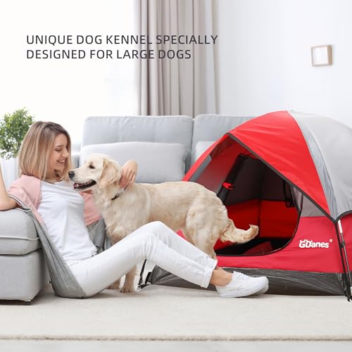 GDanes Red Dog Tent House - Portable Indoor/Outdoor Dog Bed with Soft Pad for Large Dogs, 42 x 42 x 32 Inches - style: Red