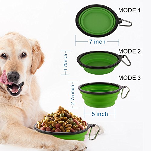 Guardians Large Collapsible Dog Bowls, 34oz Travel Water Food Bowls Portable Foldable Collapse Dishes with Carabiner Clip, 2 Pack (Green+Blue) - color: 34oz-Green&Blue