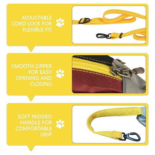 Hands Free Dog Leash with Waist Bag, Adjustable Waterproof Shock Absorption Reflective Leash with Poop Bag Dispenser Port for Medium Large Dogs Walking Running Hiking (Yellow) - color: yellow
