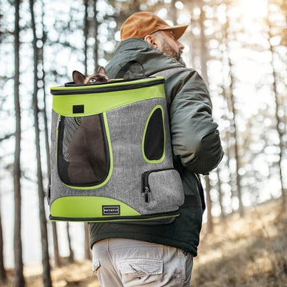 Petsfit Pet Backpack Carrier Easy-Fit Dog Travel Backpack Carrier for Hiking Walking Cycling Suitable for Small Medium Dogs Cats and Rabbits up to 22 Pounds, Green - color: Green