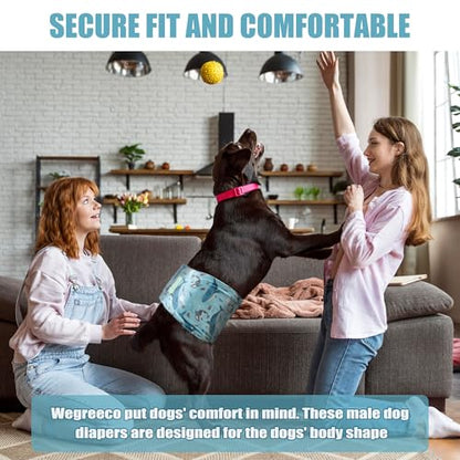 wegreeco Washable Male Dog Belly Band (Stylish Pattern) - Pack of 3 - Dog Diapers Male - Washable Male Dog Belly Wrap (Dolphins, X-Small) - color: Dolphins, size: X-Small (Pack of 3)