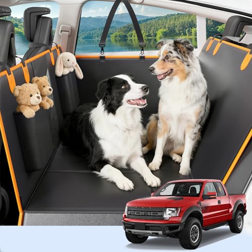 Back Seat Extender for Dogs, Hard-Bottom Waterproof Dog Seat Cover for Truck, PU Leather Backseat Bridge Platform, 2026 Upgraded Material, Anti-Slip, Durable,Holds 400lbs, Easy to Install(Black Brown) - color: Black Brown, size: XL(For Full Size Truck)