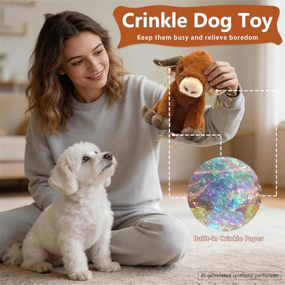 YZHDUXIU Highland Cow Dog Toy, Squeaky Dog Toys Stuffed Plush Puppy Toy, Interactive Gifts for Small Large Dogs - color: Brown Cow