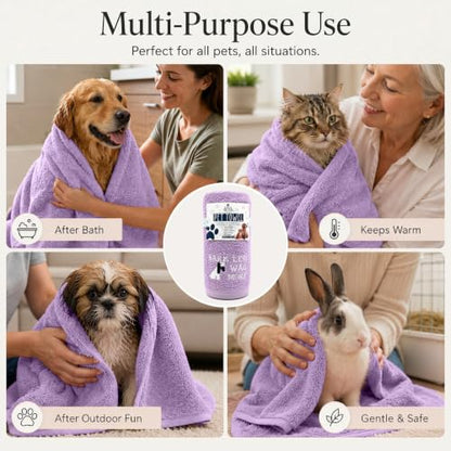 DAN RIVER Dog Towel - Pack of 1, 100% Cotton, 20x40, Ultra Soft 450 GSM, Super Absorbent & Quick Drying Towel for Dogs, Cats, and Other Pets, Crocus Petal. - color: Crocus Petal