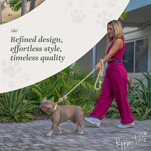 Braided Cotton Rope Dog Leash for Medium & Large Dogs – Enjoy Tangle-Free Walks with Soft Comfortable Grip & Reliable Control – Durable for Daily Walks, Training & Special Moments - Vanilla - color: Vanilla
