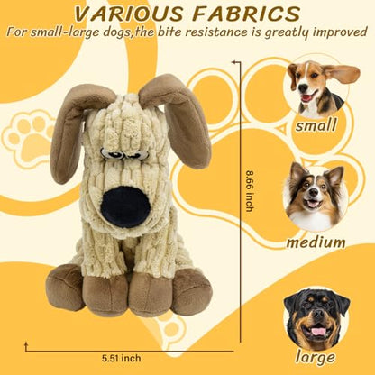 Squeaky Stuffed Dog Toys，Plush Dog Shape Toy， Indoor&Outdoor Playing Dog Toys to Keep Them Busy, Chew Toys for Large Medium Small Puppies - color: Khaki