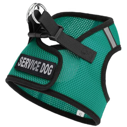 Dogline Boston Step in Mesh Dog Harness with Service Dog Patch No Choke Pet Vest Soft Gentle Padded Chest Halter for Puppies Small Medium and Large Dogs 22 to 25 inches Girth Dark Teal - color: Dark Teal, size: Girth 22 to 25"