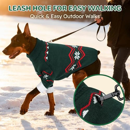 WINGOIN Dog Sweater for Large Dogs, L Size Dog Christmas Sweaters, Male Female Knit Dogs Turtleneck Pullover with Leash Hole, Pet Warm Winter Clothes for Girl Boy French Bulldog, Boston Terrier (L) - size: L: 15-30 lbs (Chest:20.9",Neck:14.2",Back:15.7")