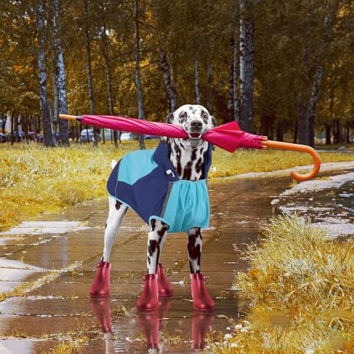 IECOii Dog Raincoat,Waterproof Rain Coat for Small Dogs,Adjustable Pet Rain Jacket with Hood,Lightweight Doggy Raincoats with Reflective Stripes,Blue,Small - color: Blue, size: Small