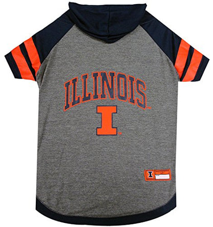 Pets First NCAA Dog Hoodie - Large, Illinois Fighting Illini, Collegiate Licensed, Sports Hoody T-Shirt - color: Illinois Fighting Illini, size: Large