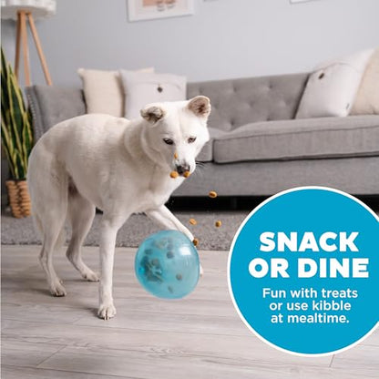 Outward Hound by Planet Dog Snoop Dog Toy – Treat‑Dispenser Puzzle Ball, Interactive Slow Feeder, Medium to Large Dogs, Bouncy & Mint-Infused, Blue, 5" - color: Blue