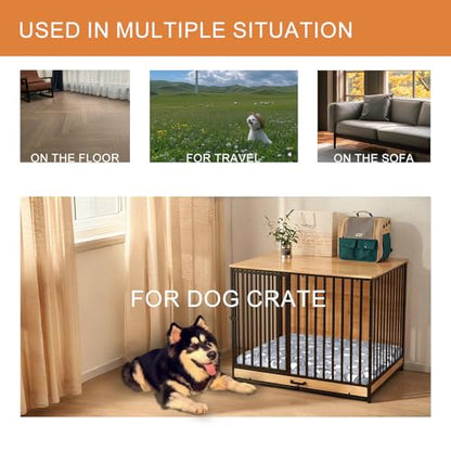 VANKEAN Stylish Dog Bed for Crate - Reversible Cool & Warm, Waterproof Inner, Firm Support, Machine Washable, XXL to Small, Grey - size: XL(42 x 28 x 3")