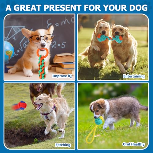 Aitmexcn Dog Rope Toys 6 Pack, Puppy Teething Toys for Small Medium Breed, Sturdy Cotton Chew Tug Ropes Indoor/Outdoor, Exercise Interactive Tug of War Dog Toys for Boredom, Teeth Clean - size: 6 Pack-Medium