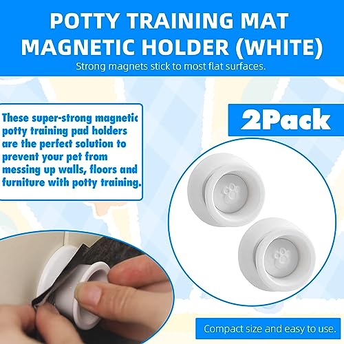 (4-Pack) Potty Training Pad Magnetic Holder Compatible with Any Size of Puppy Pee Pads Perfect for Leg-Lifting Marking Dogs, Strong Magnets Will Stick on Most Flat Surfaces - White - size: Bowl