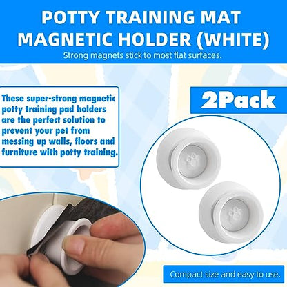 (4-Pack) Potty Training Pad Magnetic Holder Compatible with Any Size of Puppy Pee Pads Perfect for Leg-Lifting Marking Dogs, Strong Magnets Will Stick on Most Flat Surfaces - White - size: Bowl