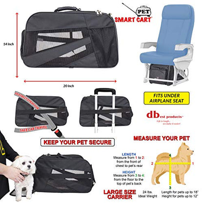 dbest products Pet Smart Cart Carrier, Large, Black, Soft Sided Collapsible Folding Travel Bag, Dog Cat Airline Approved Tote Luggage Backpack - color: Black, size: 18.0"L x 12.0"W x 20.0"H, style: Carrier Only