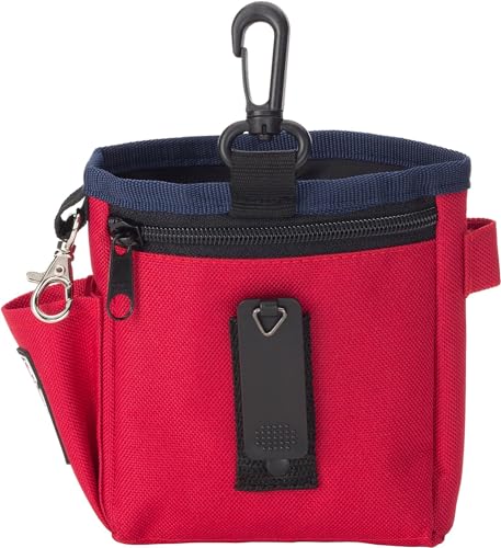 Company of Animals Treat Bag, Red, Zipped Pockets & Drawstring, Clips on Belt, Waistband or Pocket, Waterproof Treats Pouch, Ideal for Dog Walking & Puppy Training - color: Red