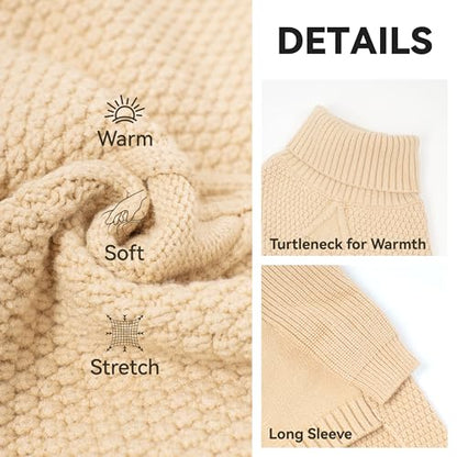 cyeollo Dog Sweater Turtleneck Knitted Sweaters with Long Sleeve Fall Winter Dog Clothes Sweaters for Small Dogs, Beige M - color: Beige, size: Medium