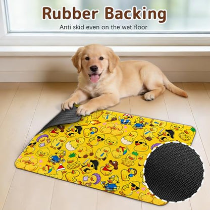 Dog Food Mat for Bowls, Absorbent Quick Dry Dog Cat Mats for Food and Water, Non-Slip Backing Pet Mat Pet Supplies - Duck Pattern - color: Duck1
