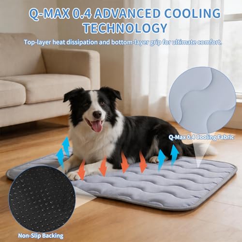 Dog Cooling Mat Non-Toxic Self Cooling Pad for Dogs Cats in Hot Summer Cool Pad Washable & Easy Clean - color: Grey, size: XL 47x29in