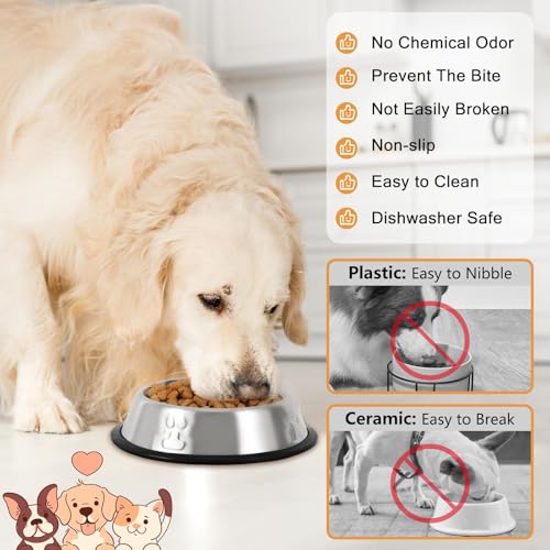 Stainless Steel Cat Bowl, 4 Pack Metal Dog Bowls for Food and Water, Non-Slip Pet Feeding Dish Bowl with Rubber Base for Indoor Cats Small Dogs - size: 6oz 4 pack
