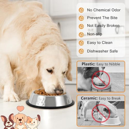 Stainless Steel Cat Bowl, 4 Pack Metal Dog Bowls for Food and Water, Non-Slip Pet Feeding Dish Bowl with Rubber Base for Indoor Cats Small Dogs - size: 6oz 4 pack