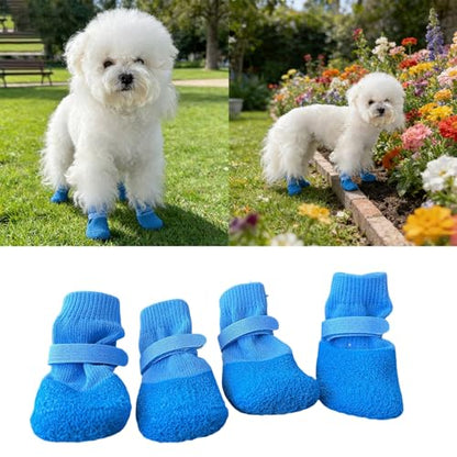 4pcs Nonslip Pet Shoes Waterproofed and Wear for Dog Various Weather Protecting Easyly Waterproofed Dog Shoes - color: Red, size: S