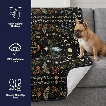 Solar System Washable Pee Pads for Dogs and Cats, Mystic Moon Butterfly Crystal Leak-Proof Reusable Puppy Pads Non-Slip Potty Pads Dog Mats for Floors Whelping,Playpen, Crate, 1PC 36"x24" - size: 36 x 24 Inch(Pack of 1)